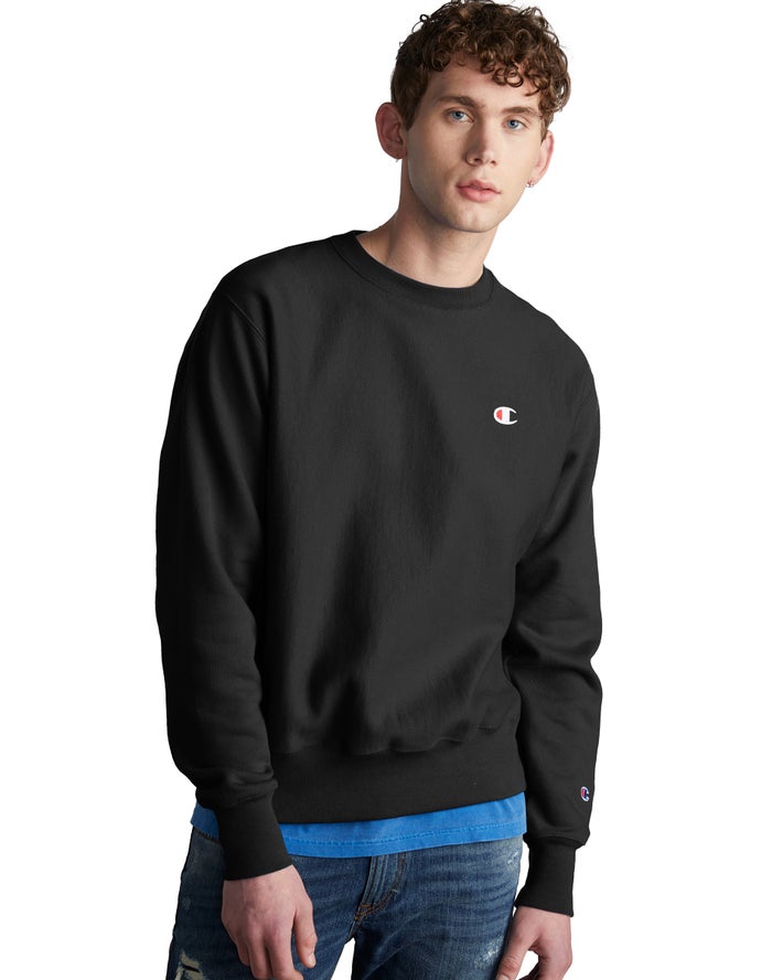 Champion Reverse Weave Crew - Miesten Mustat Collegepaita - Suomi 9240315-NM